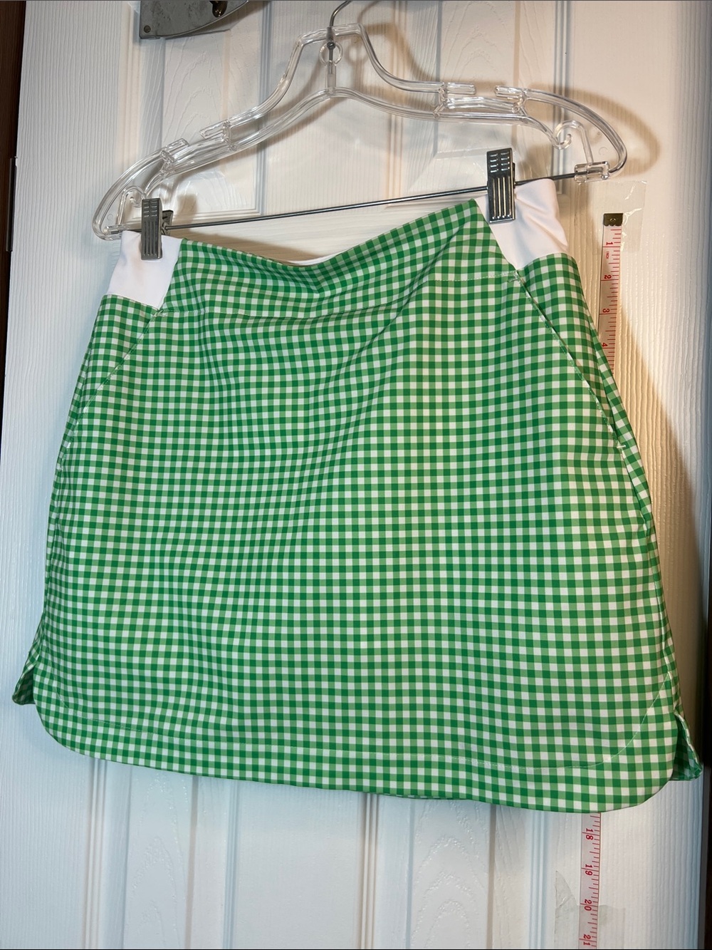 Walter Hagen Green Gingham Mini Skirt with White Accents